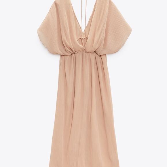 ZARA PLEATED MIDI DRESS - Picture 4 of 5
